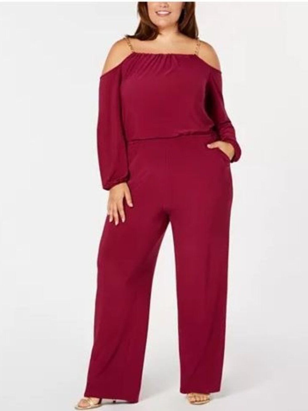 **CLOSE OUT** Ny Collection Plus Size Chain-Strap Jumpsuit 2X--6414